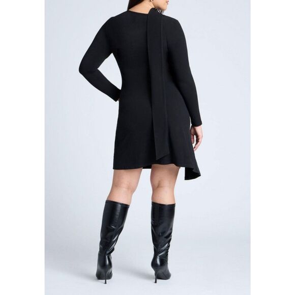 Eloquii Mini Ruched Scarf Dress, Size 22, in Black - Picture 3 of 9